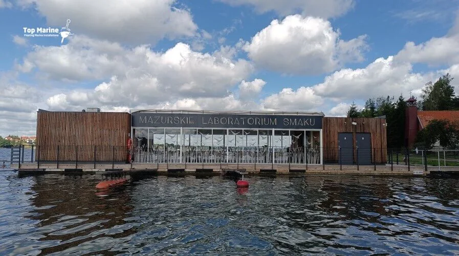 Floating restaurant on allconcrete platform in Poland